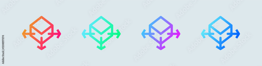 3d line icon in gradient colors. Cube signs vector illustration. 3d line icon in gradient colors. Cube signs vector illustration.