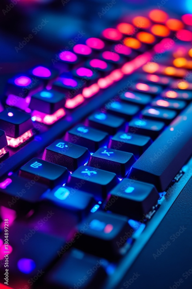 Colorful gaming keyboard close-up Colorful gaming keyboard close-up