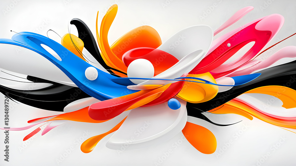 Naklejka premium Abstract Colorful Swirls and Brushstrokes on White Background