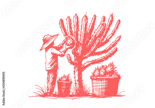 Dragon Fruit Hand Drawn Sketch Illustration Vector Isolated