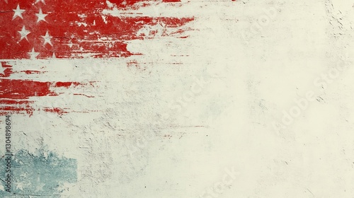 Wave-style illustration of the American flag in red and white, showcasing a grungy aesthetic