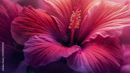 vibrant hibiscus flower in full bloom with intricate details
