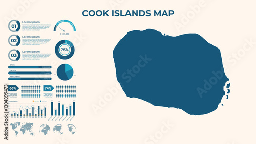 Infographic Map of Cook Islands. Vector Map of a global map in the form of regions of Cook Islands. Vector Illustration