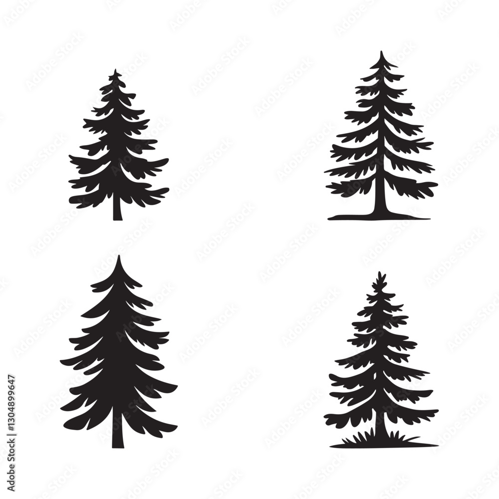 Fototapeta premium Pine Trees Silhouette Icons set. Editable vector icon. Perfect for web and app interfaces, presentations, info graphics, etc. 