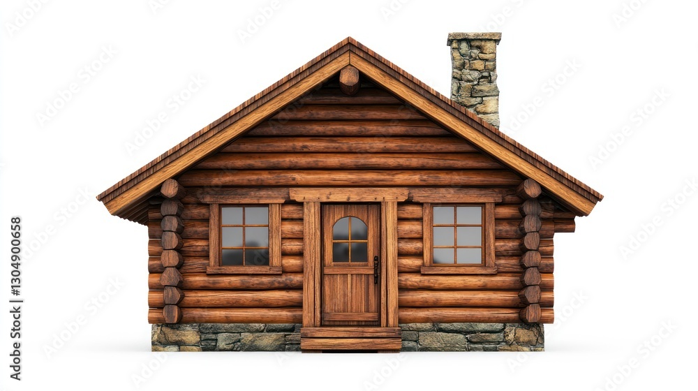 3D Rendered Wooden Cabin Front View Isolated 3D Rendered Wooden Cabin Front View Isolated