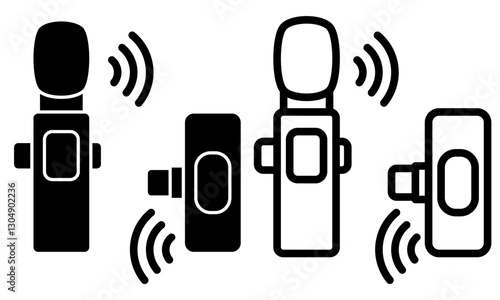 wireless mic icon, simple flat style, logo template sign symbol vector illustration pictogram, for ui or ux isolated on white for mobile app, editable