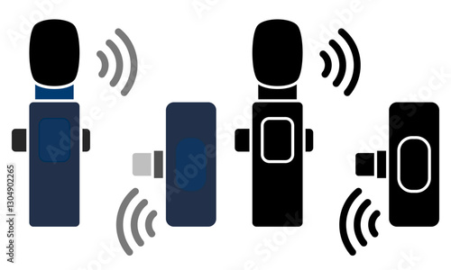 wireless mic icon, simple flat style, logo template sign symbol vector illustration pictogram, for ui or ux isolated on white for mobile app, editable