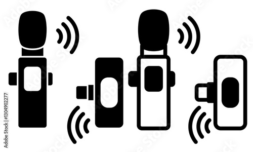 wireless mic icon, simple flat style, logo template sign symbol vector illustration pictogram, for ui or ux isolated on white for mobile app, editable
