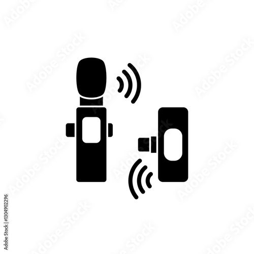 wireless mic icon, simple flat style, logo template sign symbol vector illustration pictogram, for ui or ux isolated on white for mobile app, editable