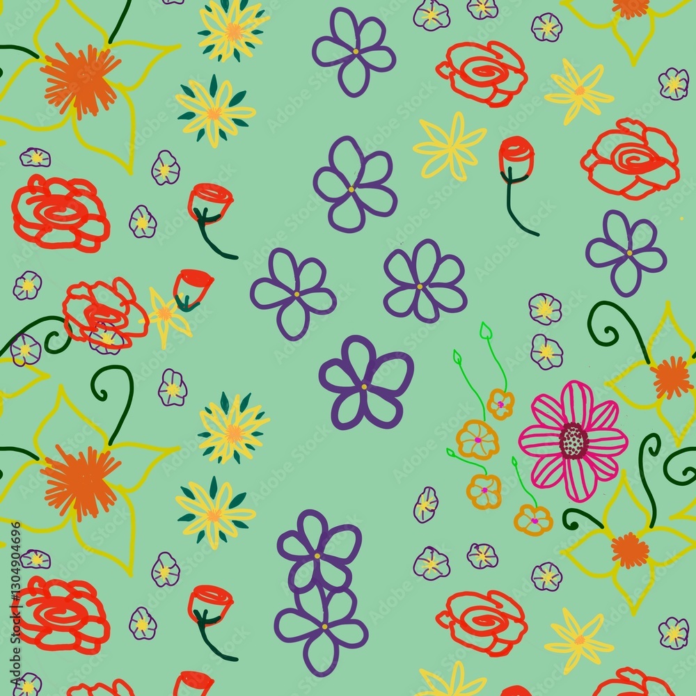 Obraz premium seamless floral pattern plowed green