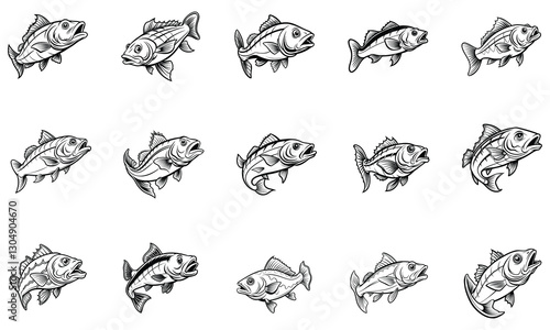Cod Fish-Themed Coloring Page for Adults, Exquisite Line Art for Relaxation and Stress Relief, Perfect for Adult Coloring Books or Printable Art Therapy, High-Quality Illustration.