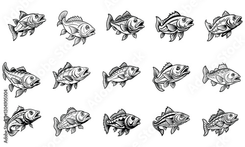 Cod Fish Coloring Page for Adults, Intricate Line Art for Relaxation and Stress Relief, Ideal for Adult Coloring Books or Printable Art Therapy, High-Quality Detailed Illustration.