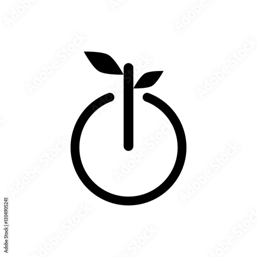 leaf power button icon, simple flat style, illustration, logo sign symbol pictogram template, for ui or ux isolated on white for mobile app, editable