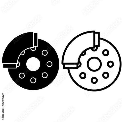 car braking disc icon, simple flat style, illustration, logo sign symbol pictogram template, for ui or ux isolated on white for mobile app, editable