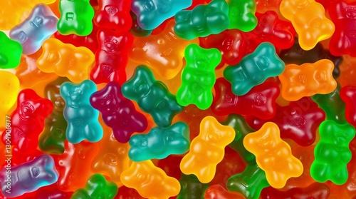 Assorted Colorful Gummy Bears Displayed in Variety photo