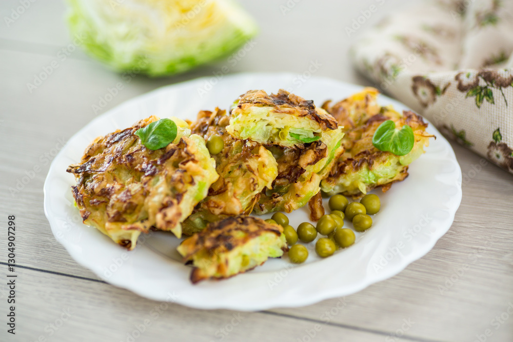 vegetable cabbage pancakes on a wooden table vegetable cabbage pancakes on a wooden table