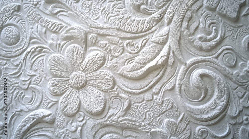 Close-up image of a white surface featuring a delicate, textured pattern Close-up image of a white surface featuring a delicate, textured pattern