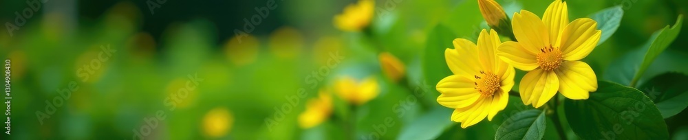 Yellow Ixora flowers in a garden amidst lush greenery, leaves, blooms Yellow Ixora flowers in a garden amidst lush greenery, leaves, blooms
