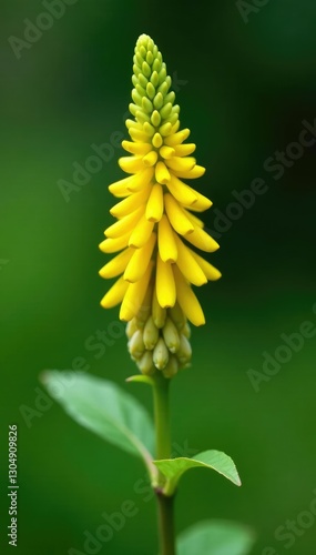 Yellow spike inflorescence on a branched stem, camissoniopsis, herbage