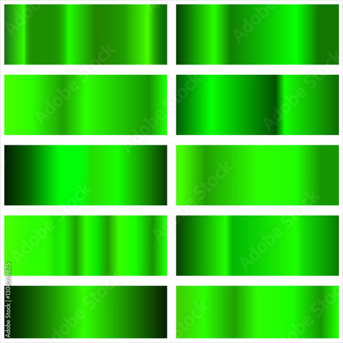 Set of green ecology horizontal gradients. Colorful illustration gradient bright nature green gradient for backgrounds, banner, UI, flyers, cards