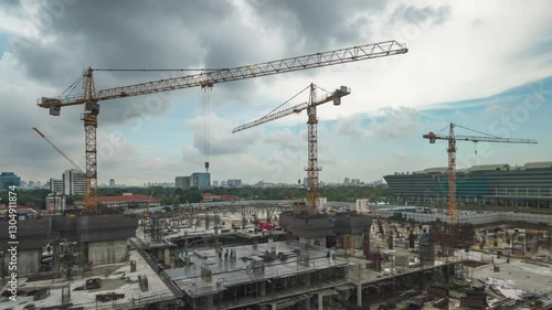 Construction site progress start to finish complete long term time lapse