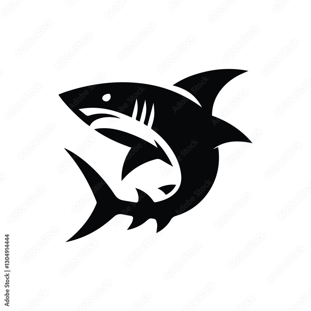 Fototapeta premium shark icon isolated silhouette on transparent background
