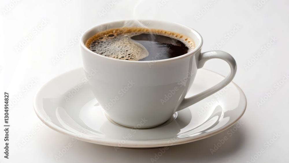Fototapeta premium Hot Coffee in White Cup and Saucer