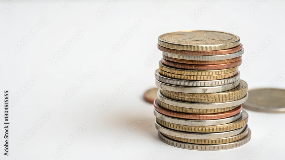 Stack of Coins on White Background Stack of Coins on White Background