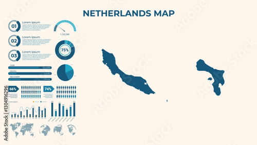 Infographic Map of Netherlands. Vector Map of a global map in the form of regions of Netherlands. Vector Illustration