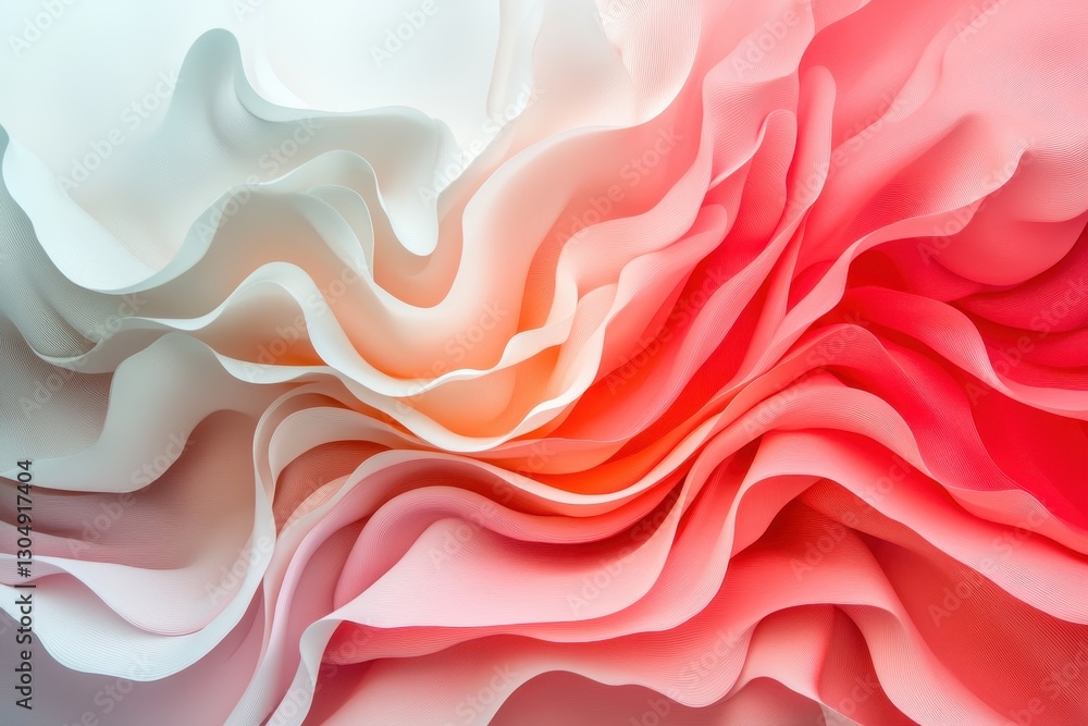 Obraz premium Abstract red and white swirl design showcasing flowing layers in a vibrant artistic composition