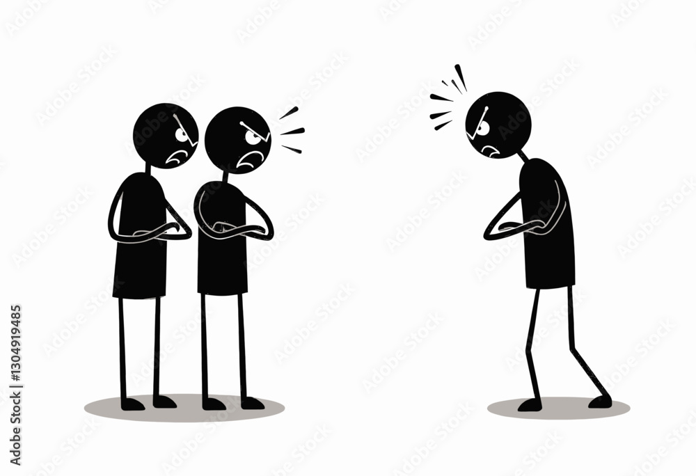 Stick Figure Confrontation with Anger and Disagreement Stick Figure Confrontation with Anger and Disagreement