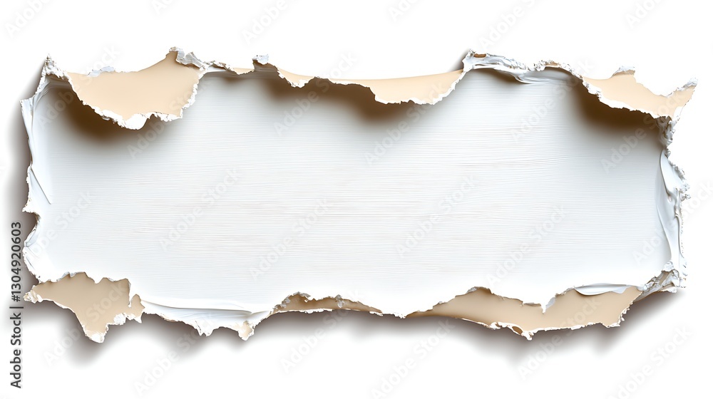 Torn Paper with Beige Edge Reveals White Background Abstract Texture Design Element Copy Space Torn Paper with Beige Edge Reveals White Background Abstract Texture Design Element Copy Space