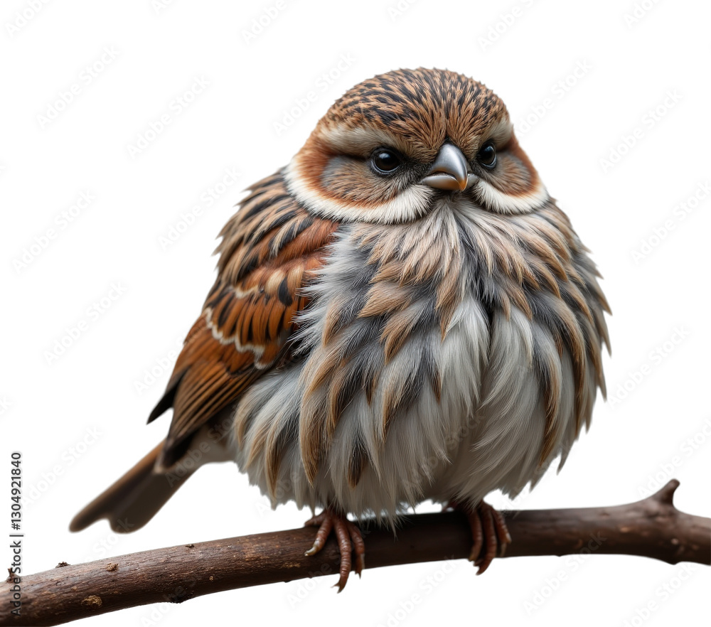 Fototapeta premium Brown Sparrow on a Branch with transparent background