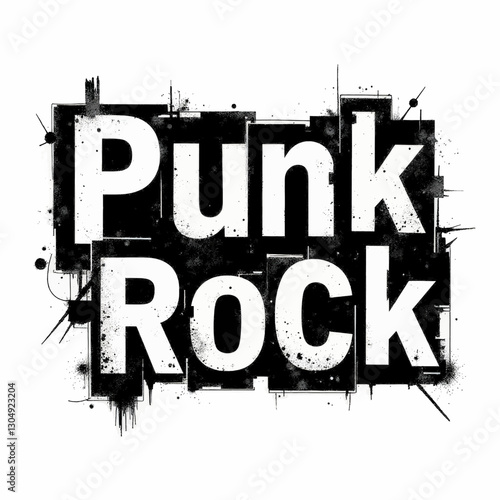 Punk Rock Block Text with Grungy Black Splatter