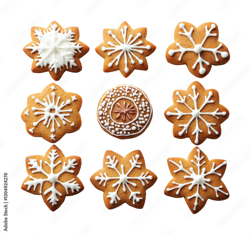 Decorative snowflake cookies kitchen food isolated on transparent background png Decorative snowflake cookies kitchen food isolated on transparent background png