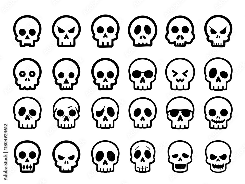 Fototapeta premium Skull Halloween Scary Devil Vampire Girl Flame Fire DIY Gift Doodle Clipart Silhouette