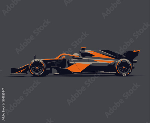 Low poly orange and black race car design
