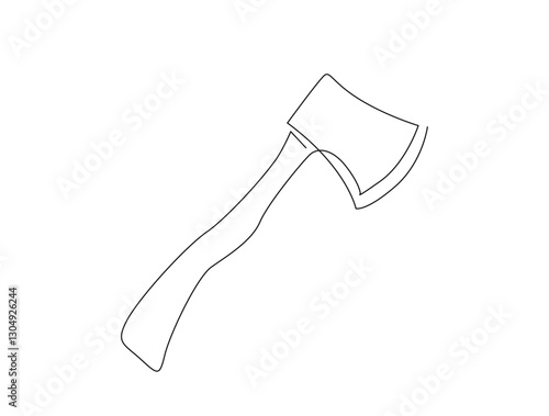 Continuous one line drawing of axe design. Axe in single line draw illustration. Editable stroke.