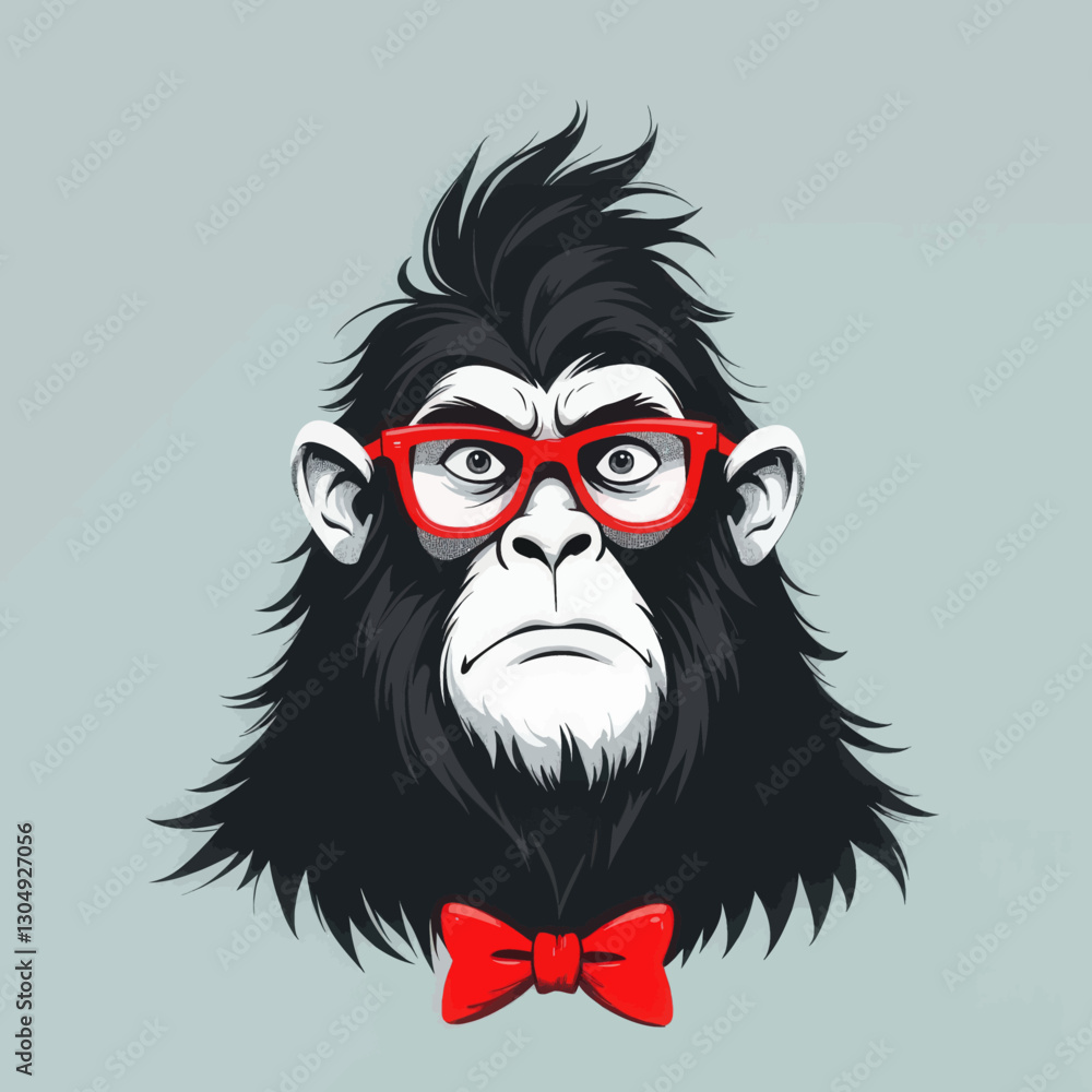 Grizzled gorilla with hipster glasses and bow tie Grizzled gorilla with hipster glasses and bow tie