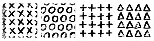 Aesthetic Contemporary printable seamless pattern with abstract line, dot, shape brush stroke in black and white colors. Boho background in minimalist style vector Illustration for wallpaper fabric