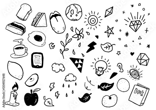 ガーリー 手書きイラスト ベクター