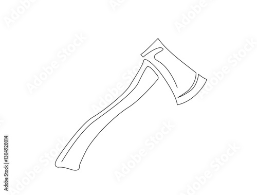 Continuous one line drawing of axe design. Axe in single line draw illustration. Editable stroke.