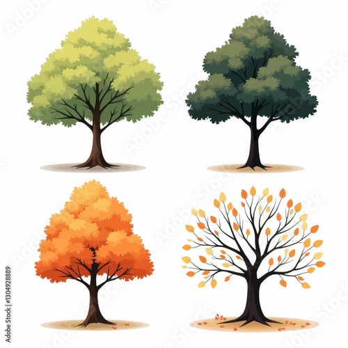 Four Seasons Trees, Spring, Summer, Autumn, and Winter