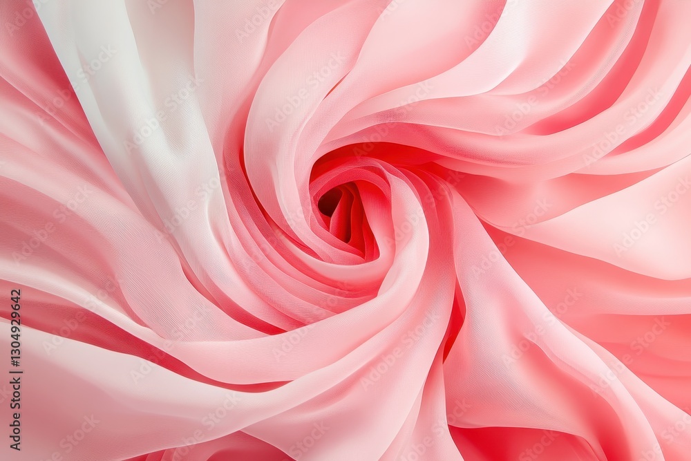 Fototapeta premium Soft pink and white fabric swirls creating a delicate and elegant texture in a beautiful pattern