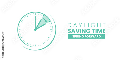 Daylight Saving Time Begins. Spring forward. Set clock ahead one hour. Vector illustration