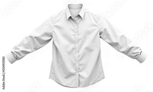 Crisp white long-sleeve button-down shirt on white background