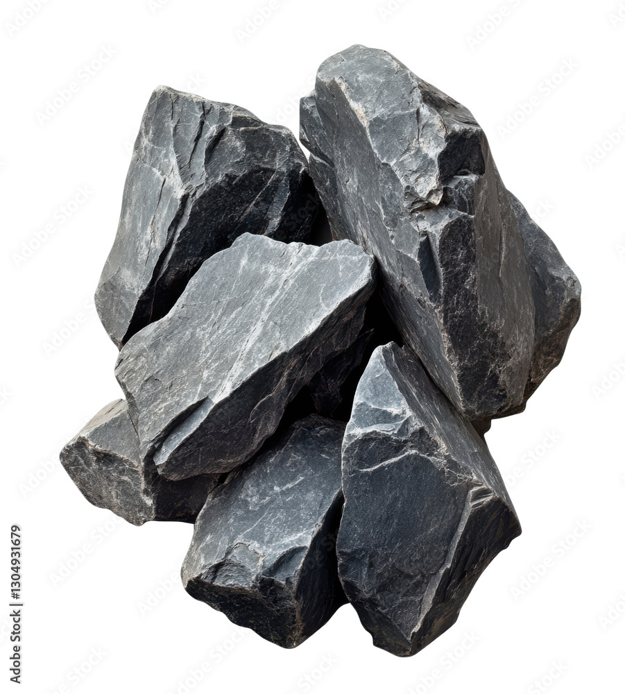 Rough Texture: A collection of textured, dark gray rocks, each with unique shape and surface features. Rough Texture: A collection of textured, dark gray rocks, each with unique shape and surface features.