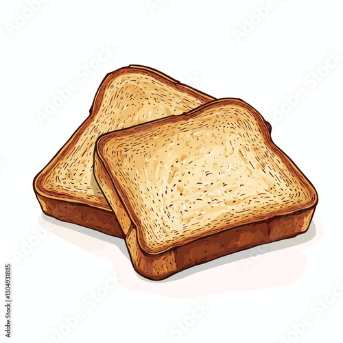 Vector illustration of two toast bread slices Toasted icon flat design top view isolated on a white background