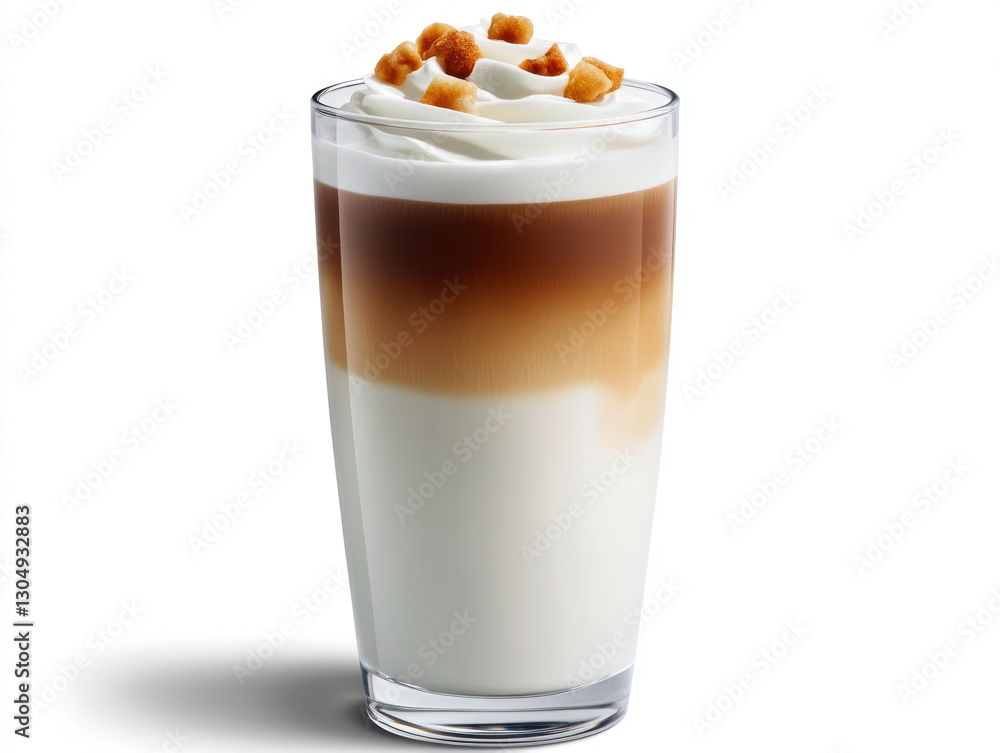 latte macchiato in modern double wall glass with caramel topping latte macchiato in modern double wall glass with caramel topping