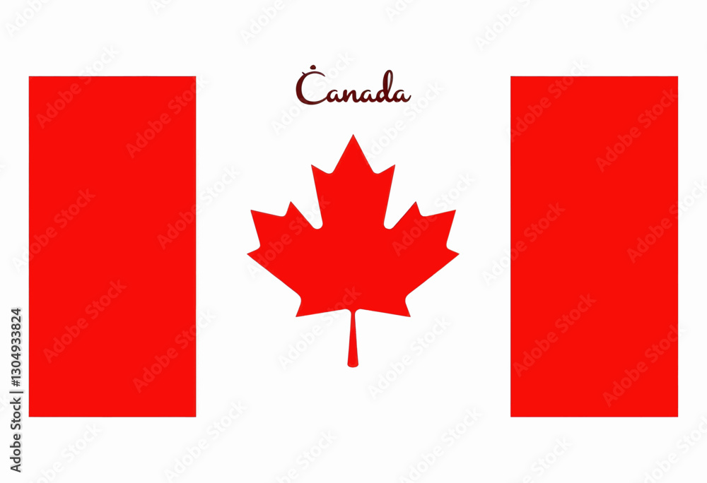 Canadian flag with red maple leaf and block borders Canadian flag with red maple leaf and block borders